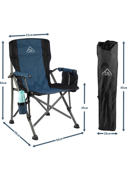 2 Adet Ol Outdoor Mammoth Katlanır Kamp Sandalyesi Mavi+Ol Outdoor Alüminyum Katlanır Kamp Masası fırsatları