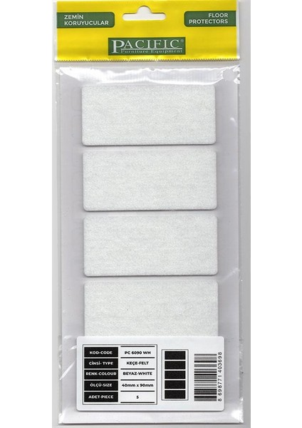 Yapışkanlı Keçe Mobilya Zemin Koruyucu Ses Önleyici Keçe- 40*90 (4 Renk Seçeneği) 5'li Kece