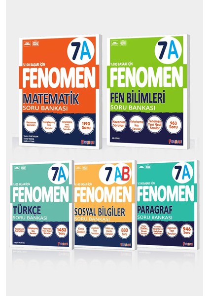 Fenomen 7. Sınıf 5'li A Set (Matematika, Fena, Türkçea, Sosyalab, Paragrafa)