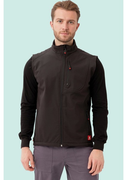 Softshell Erkek Yelek Kışlık Iş Güvenliği Salina Günlük Kullanıma Uygun Konforlu Kesim Fermuarlı