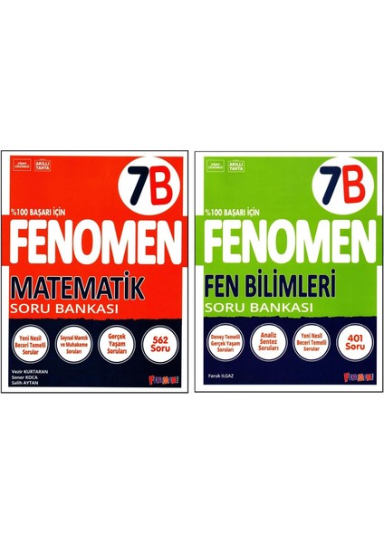Fenomen 7. Sınıf Matematik (B) Fen Bilimleri (B) Soru Bankası 2 Kitap
