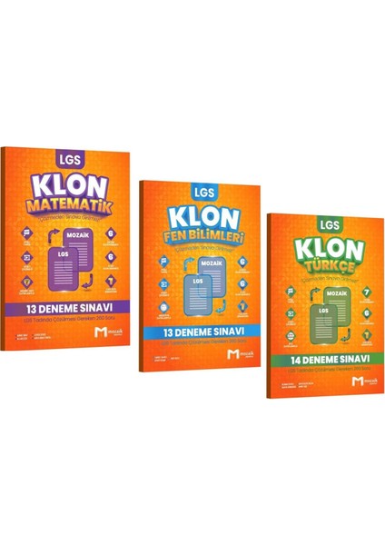 8. Sınıf Lgs Matematik Fen Bilimleri Türkçe 40'lı Klon Branş Deneme Seti 3 Kitap fiyatları