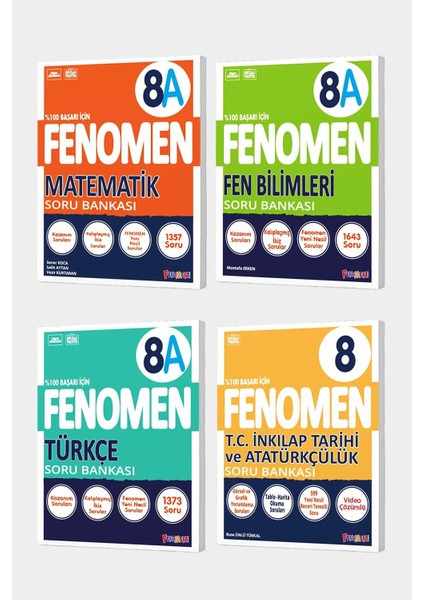 2025 Fenomen 8. Sınıf 4'lü A Set (Matematika, Fena, Türkçea, Inkılap)