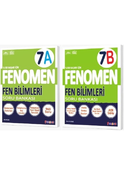 7. Sınıf Fen Bilimleri (A) - Fen Bilimleri (B) Soru Bankası Seti (2 Kitap)