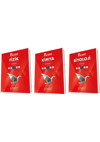 Limit 11. Sınıf Fizik + Kimya + Biyoloji Soru Bankası Seti 3 Kitap