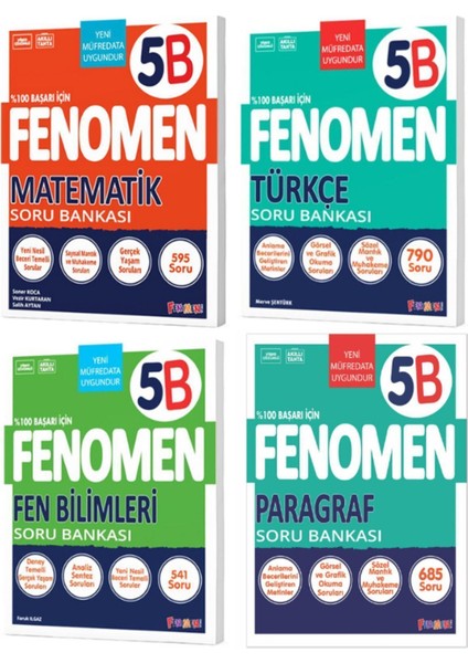 Fenomen 5.sınıf Fen Bilimleri (B) Türkçe (B) Matematik (B) Paragraf (B) Soru Bankası 4 Lü Set