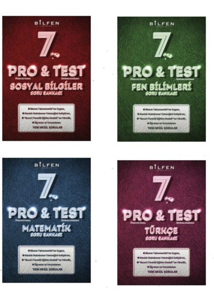 Bilfen 7. Sınıf Protest 4'lü Soru Bankası Seti