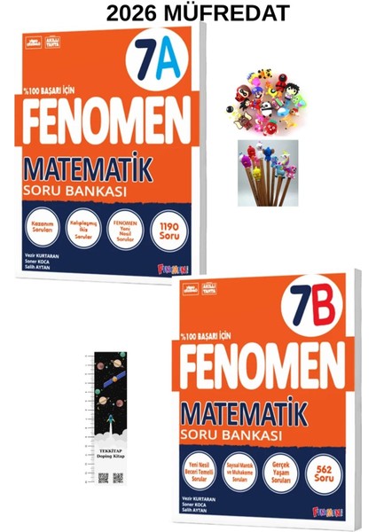 Fenomen 7. Sınıf A-B Matematik Soru Bankası ( 2kitap )2026 Müfredat(Uzay A.+ Kalem B.)Yeni Ürün modelleri