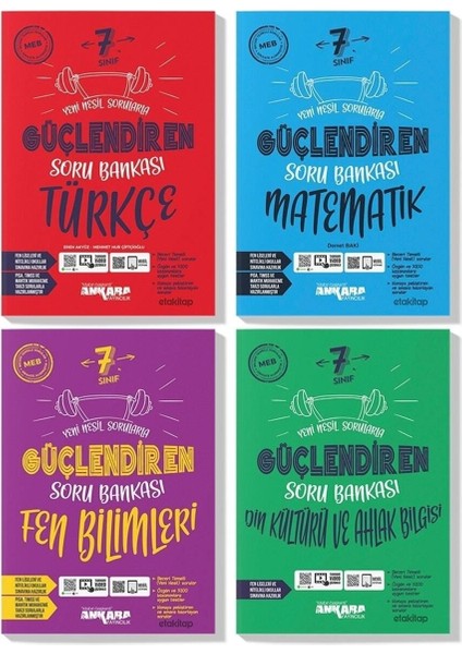Ankara 7. Sınıf Türkçe Matematik Fen Din Kültürü Güçlendiren Soru Bankası Seti 2023 (4 Kitap)
