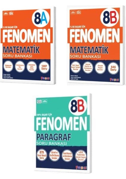 8.sınıf Fenomen A Matematik + B Matematik + B Paragraf Soru Bankası Seti