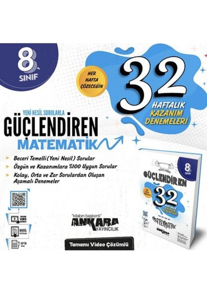 8. Sınıf Güçlendiren Matematik 32 Haftalık Kazanım Denemesi (Yeni Baskı)