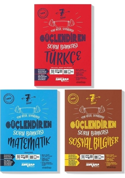 Ankara 7. Sınıf Türkçe Matematik Sosyal Güçlendiren Soru Bankası Seti 2023 (3 Kitap)