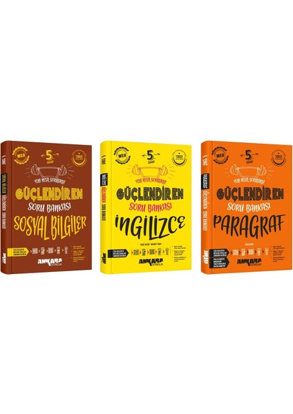 Ankara 2025 5. Sınıf Sosyal + Ingilizce + Paragraf Güçlendiren Soru Bankası Seti 3 Kitap Güncel Müfr