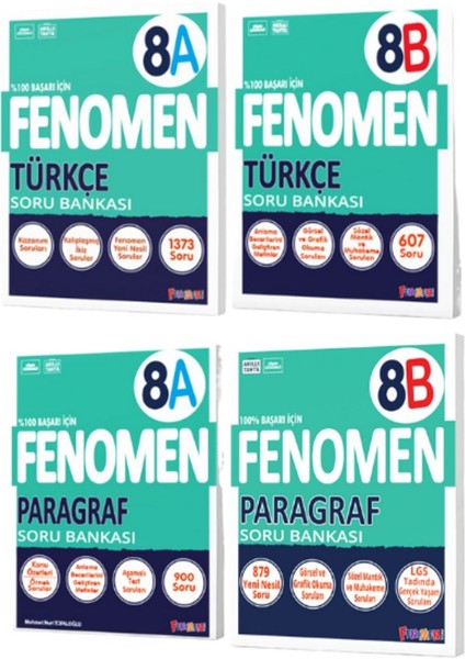 Fenomen 8.sınıf Türkçe A-B ve Paragraf A-B Soru Bankası