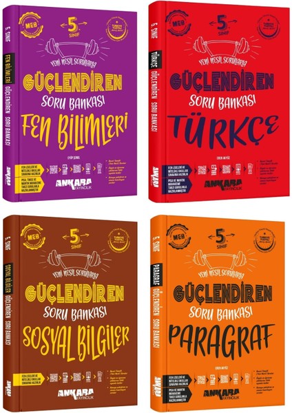 Ankara 2025 5. Sınıf Fen Bilimleri + Türkçe + Sosyal + Paragraf Güçlendiren Soru Seti 4 Kitap Güncel