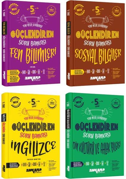 Ankara 2025 5. Sınıf Fen Bilimleri + Sosyal + Ingilizce + Din Kültürü Güçlendiren Soru Seti 4 Kitap