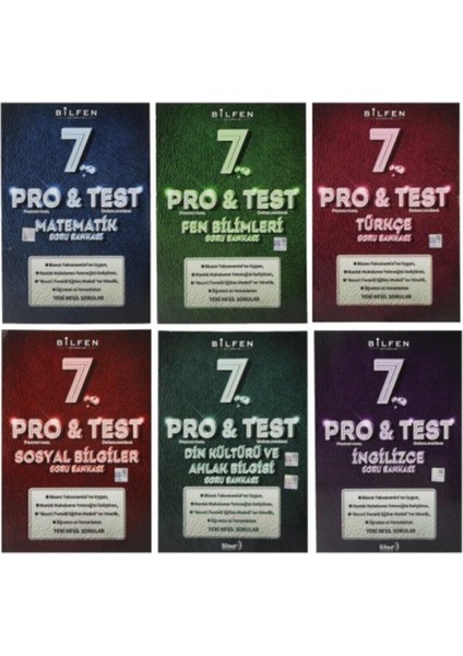 Bilfen 7. Sınıf Pro & Test Yeni Nesil Soru Bankası Seti 6 Kitap