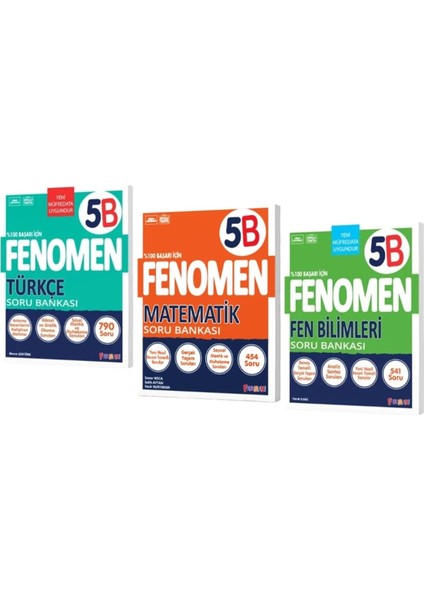 5 Türkçe B Soru Bankası + Matematik B Soru Bankası + Fen Bilimleri B Soru Bankası