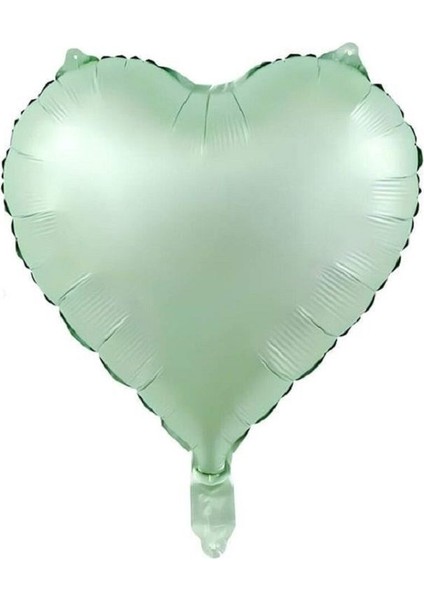 1 Adet 18 Inç 45 cm Retro Kalp Folyo Balon Soft Yeşil