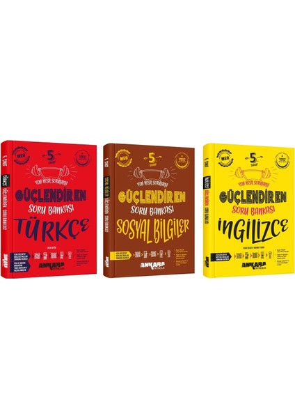 Ankara 2025 5. Sınıf Türkçe + Sosyal Bilgiler + Ingilizce Güçlendiren Soru Bankası Seti 3 Kitap Günc