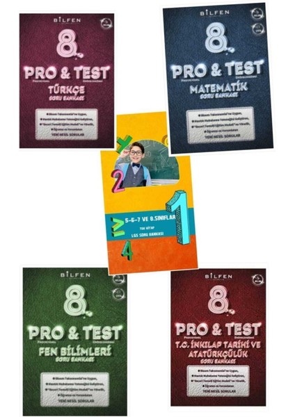 Bilfen 8.sınıf Mat-Fen-Türkçe-Inkilap Tarihi Protest Soru Bankası Seti -2024-2025(4KİTAP)