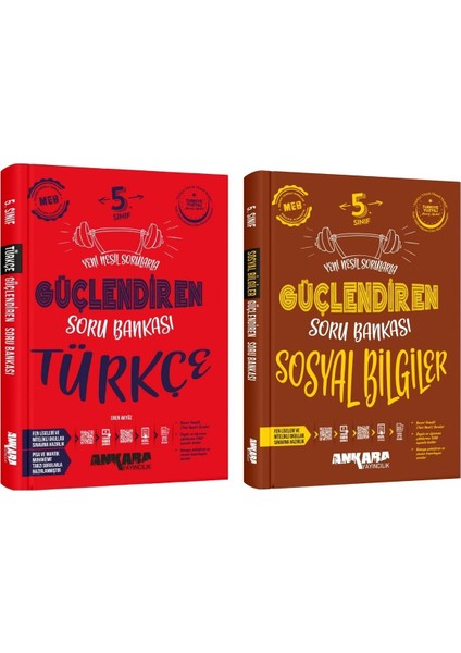 Ankara 2025 5. Sınıf Türkçe + Sosyal Bilgiler Güçlendiren Soru Bankası Seti 2 Kitap Güncel Müfredat