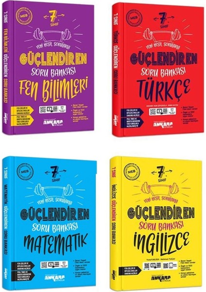 Ankara 2025 7. Sınıf Matematik Türkçe Fen Ingilizce Güçlendiren Soru Seti 4 Kitap