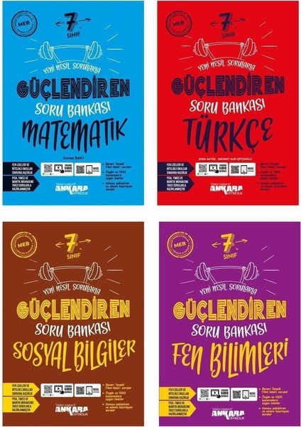 Ankara Yayıncılık 7 Sınıf Türkçe Matematik Fen Sosyal Güçlendiren Soru Bankası Seti (4 Kitap)