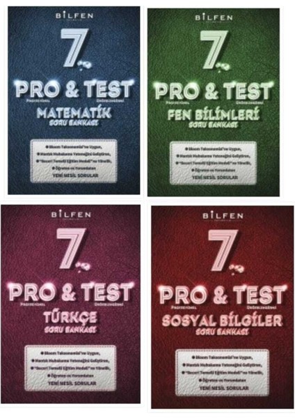 Bilfen Protest 7. Sınıf Matematik-Türkçe -Fen Bilimleri-Sosyal Bilgiler Soru Bankası 4 Kitap 2024