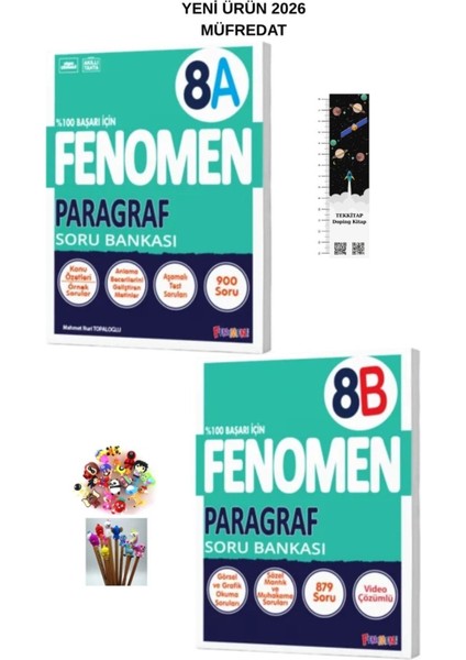 Fenomen 8. Sınıf A-B Paragraf Soru Bankası (2kitap) 2026 Müfredat (Uzay A.+Kalem B)Yeni modelleri