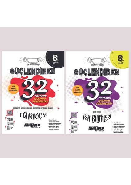 Ankara Yayınları 8. Sınıf Türkçe + Fen Bilimleri 32 Haftalık Güçlendiren Kazanım Denemesi Seti
