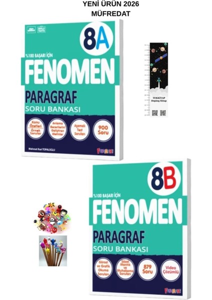 Fenomen 8. Sınıf A-B Paragraf Soru Bankası (2 Kitap )(Uzay A.+Kalem B)Yeni 2026 Müfredat