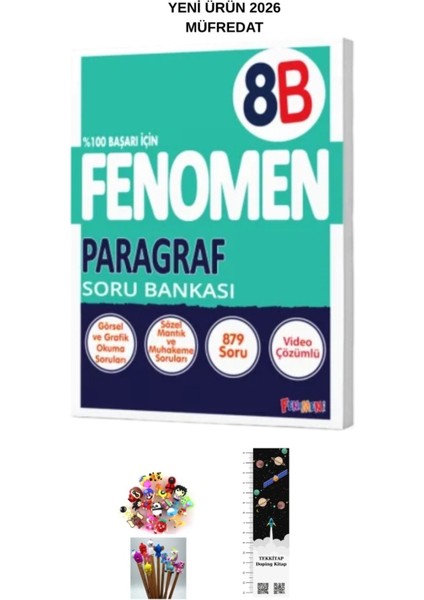 Fenomen 8. Sınıf A-B Paragraf Soru Bankası (2 Kitap )(Uzay A.+Kalem B)Yeni 2026 Müfredat fiyatları
