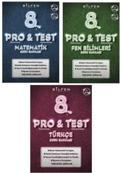 Bilfen Protest 8. Sınıf Matematik-Türkçe-Fen Bilimleri Soru Bankası Seti 3 Kitap 2024