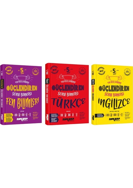 Ankara 2025 5. Sınıf Fen Bilimleri + Türkçe + Ingilizce Güçlendiren Soru Bankası Seti 3 Kitap Güncel