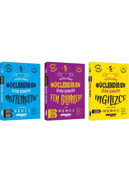 Ankara 2025 5. Sınıf Matematik + Fen Bilimleri + Ingilizce Güçlendiren Soru Bankası Seti 3 Kitap Gün