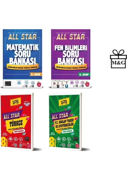 8.sınıf All Star Matematik Fen Bilimleri Türkçe ve T.c. Inkılap Tarihi ve Atatürkçülük Soru Bankası