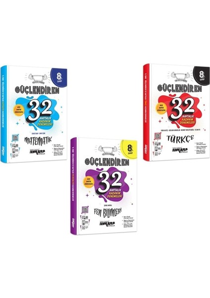 Ankara 8. Sınıf Matematik + Türkçe + Fen Güçlendiren 32 Haftalık Deneme Seti 2023