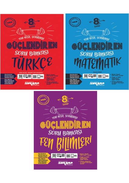 Ankara Yayınları 8. Sınıf Güçlendiren Türkçe + Matematik + Fen Bilimleri Soru Bankası Seti