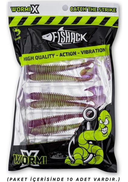 Silikon Kurt Yem - 4,2g 105MM - Turna/levrek Silikonu - 1 Adet - Mor/yeşil - Karides Kokulu indirimleri