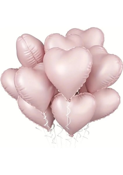 5 Adet 18 Inç 45 cm Retro Kalp Folyo Balon Soft Pembe