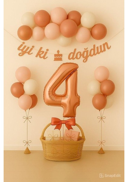 Rose Goldlu Iyiki Doğdun Doğum Günü Yaş Balon Set