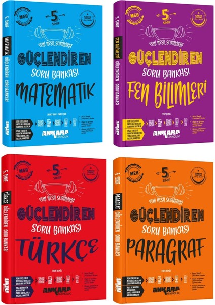 Ankara 2025 5. Sınıf Matematik + Fen Bilgisi + Türkçe + Paragraf Güçlendiren Soru Seti 4 Kitap Günce