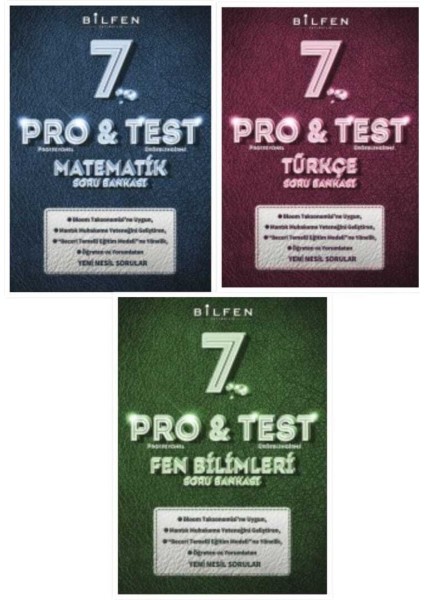 Bilfen 7. Sınıf Matematik-Fen Bilimleri -Türkçe Pro&test Soru Bankası Seti 2022-2023