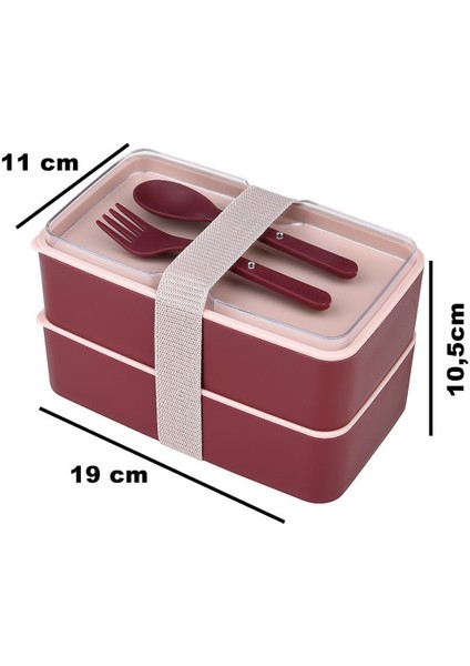 Beslenme Kabı 2 Katlı Ayarlanabilir Çatal Kaşıklı Yemek Saklama Kabı Mürdüm fırsatları