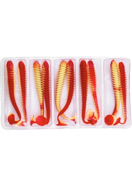 Silikon Kurt Yem - 4,2g 105MM - Turna/levrek Silikonu - 1 Adet - Kırmızı/sarı - Karides Kokulu fırsatları