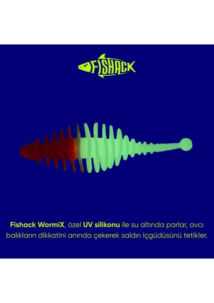 Silikon Kurt Yem - 3g 65MM - Fishack Wormix - 1 Adet - Kırmızı/beyaz - Karides Kokulu fiyatları