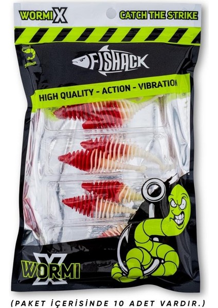 Silikon Kurt Yem - 3g 65MM - Fishack Wormix - 1 Adet - Kırmızı/beyaz - Karides Kokulu indirimleri