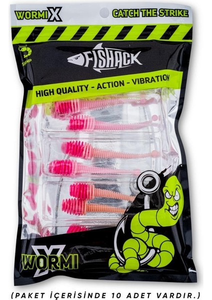 Silikon Kurt Yem - 2,1g 70MM - Fishack Wormix - 1 Adet - Pembe/beyaz - Karides Kokulu indirimleri