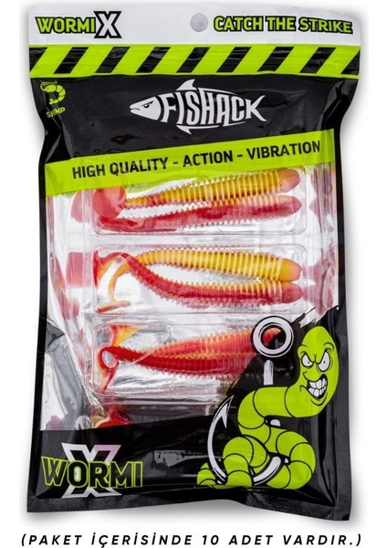 Silikon Kurt Yem - 4,2g 105MM - Turna/levrek Silikonu - 1 Adet - Kırmızı/sarı - Karides Kokulu indirimleri